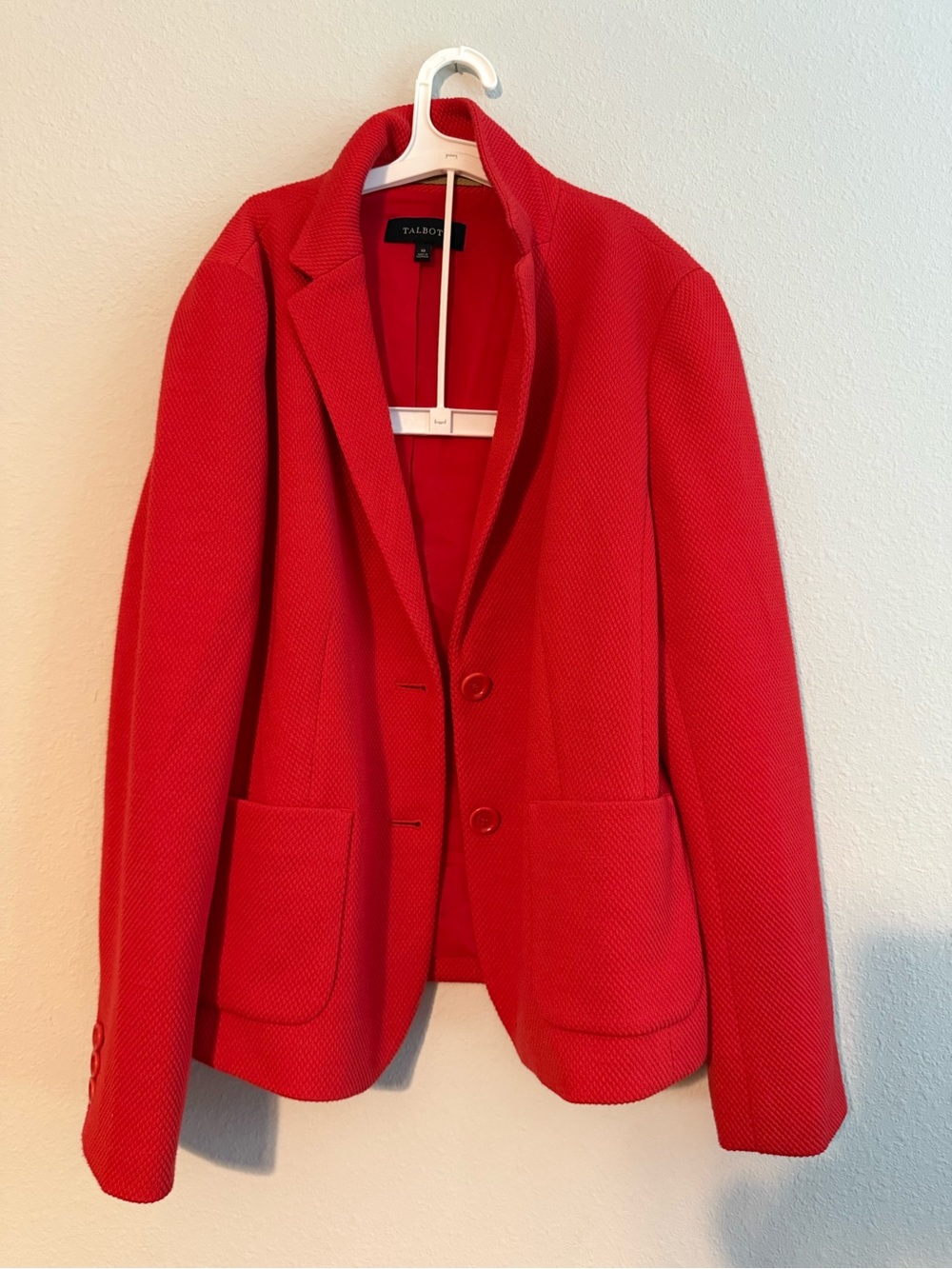 Talbots Red Textured Notch-Collar Blazer